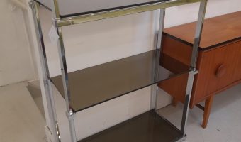 PIEFF glass and chrome metal shelves £395